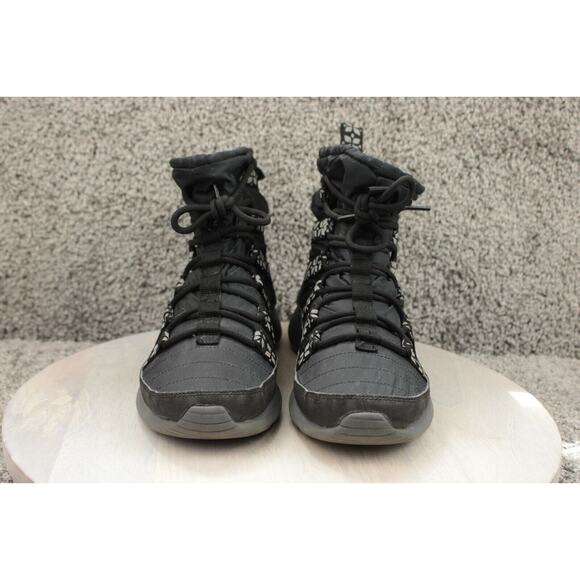 Nike Roshe Run Hi Womens 9 Black Gray Suede Winter Boots Outdoor Warm - Picture 2 of 7
